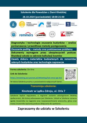 Wspólna inicjatywa Wydziału Studiów Edukacyjnych i Instytutu Budownictwa Politechniki Poznańskiej dla osób poszkodowanych w powodzi na Ziemi Kłodzkiej.